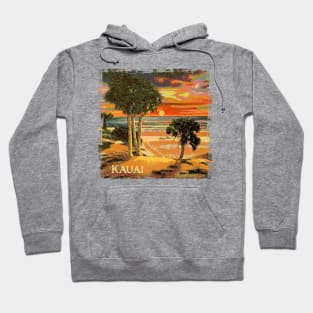 Kauai Hawaii Sunset Palm Tree Tropical Beach Retro Vintage Style Souvenir Hoodie